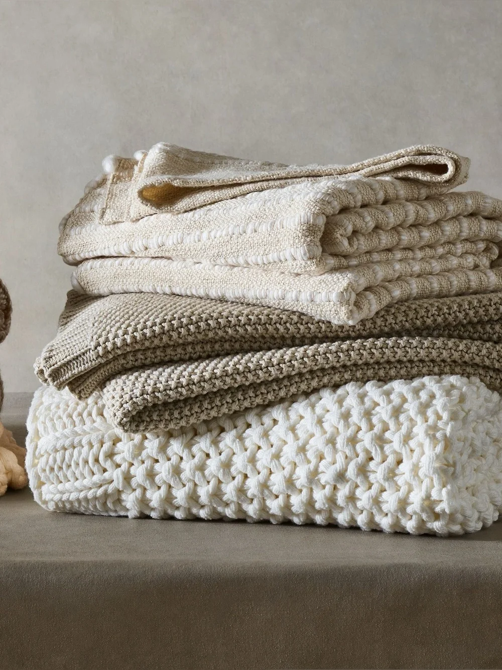 West Elm Soft Corded Throw Neutral Cream/Beige